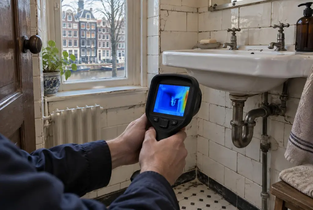 Lekdetectie Hoofddorp – badkamer met oude leidingen achter de tegels