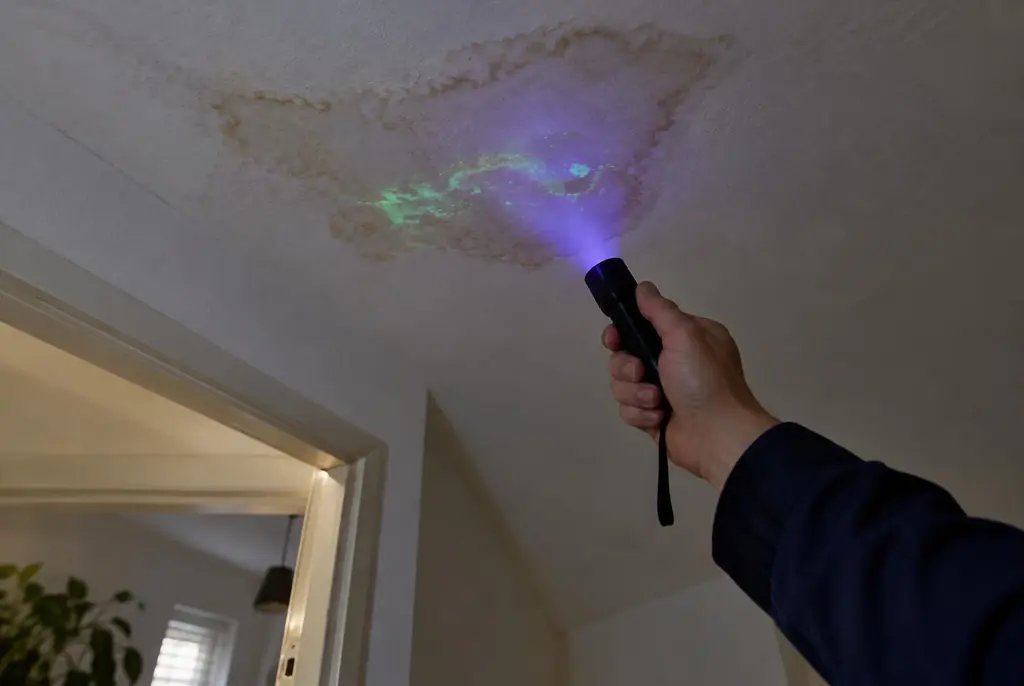 Lekdetectie Hoofddorp – kleurstof controleren op het plafond met uv-licht