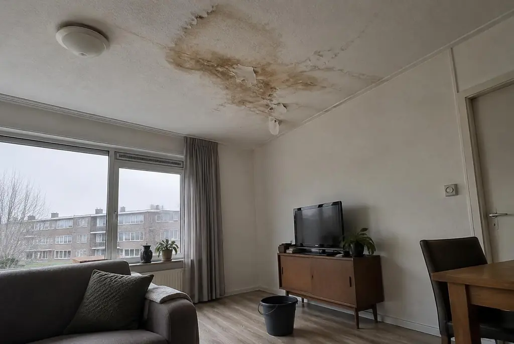 Lekdetectie Hoofddorp – vochtplek op het plafond onder een badkamer